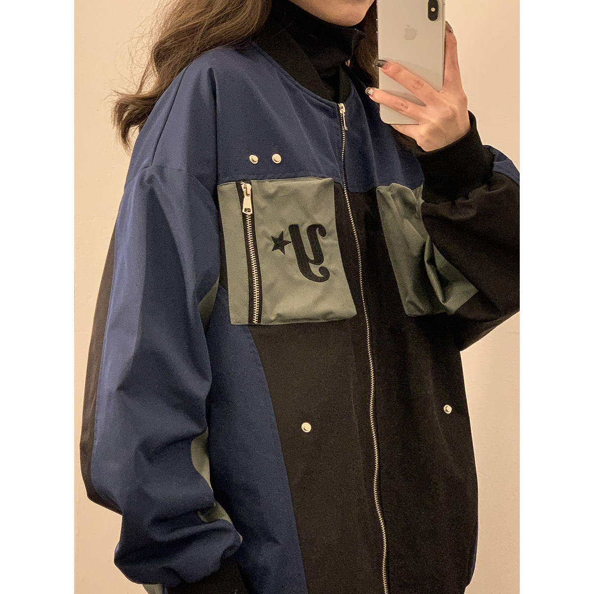 2024女模秋季新款男士工装立体口袋夹克蓝色JK036-P40,男装夹克,电商B237