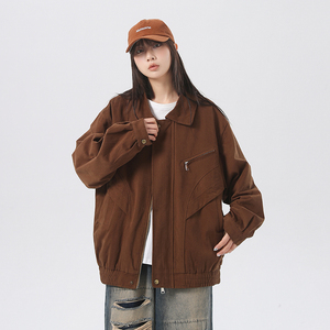 高品质春季纯棉美式水洗夹克外套情侣 米白色JK055-P98 控148现货图片