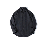 2023港风秋季男韩版宽松条纹长袖衬衫潮灰色C40-P40控58元，男装衬衫，电商B237