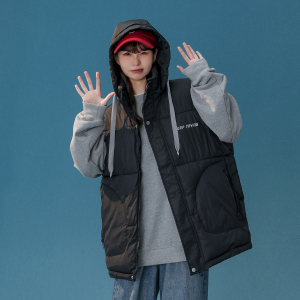 2024冬季中性风新款高品质连帽可拆卸棉马夹 黑色 MJ12-P75 控108图片