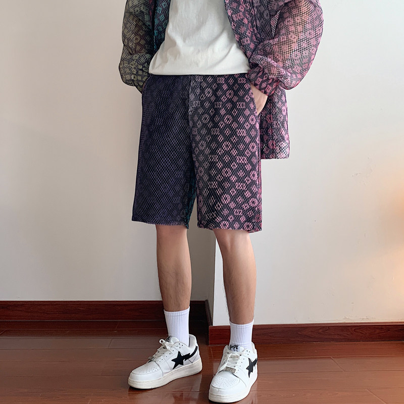 2023港风纱网镂空全包边防晒衣5短裤KK011-P45JK046-P88控128，男装夹克，电商B237