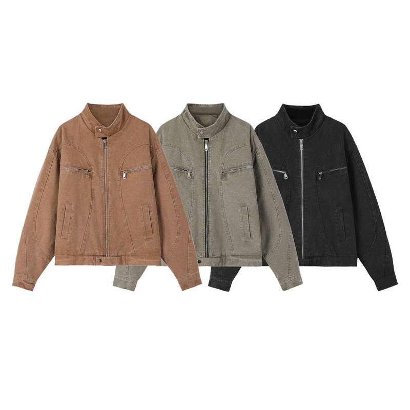 白底春季重工水洗帆布美式潮牌夹克 JK052-P128 控168 现货图片