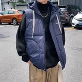 2022港风新款男士连帽可拆卸外贸品质马甲蓝色MJ12-P75控108，男装背心/马甲，电商B237