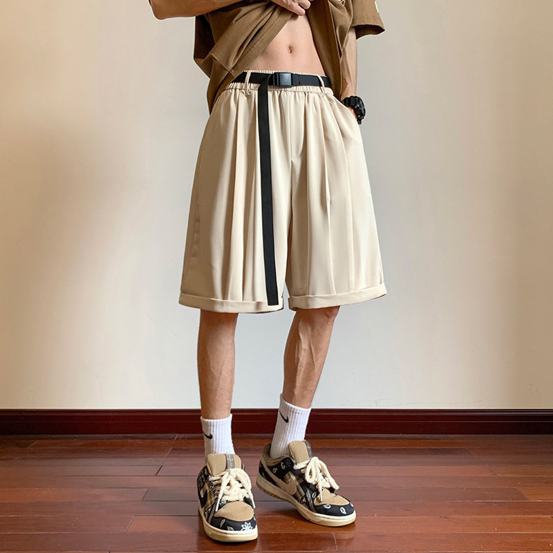 2024夏季男士短裤五分裤裤子冰丝垂感休闲裤黑白K011-TP25圆,男装休闲裤,电商B237