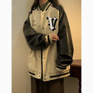2023女模春季新款刺绣630克呢料拼皮夹克男 白色JK044-P95 控138图片