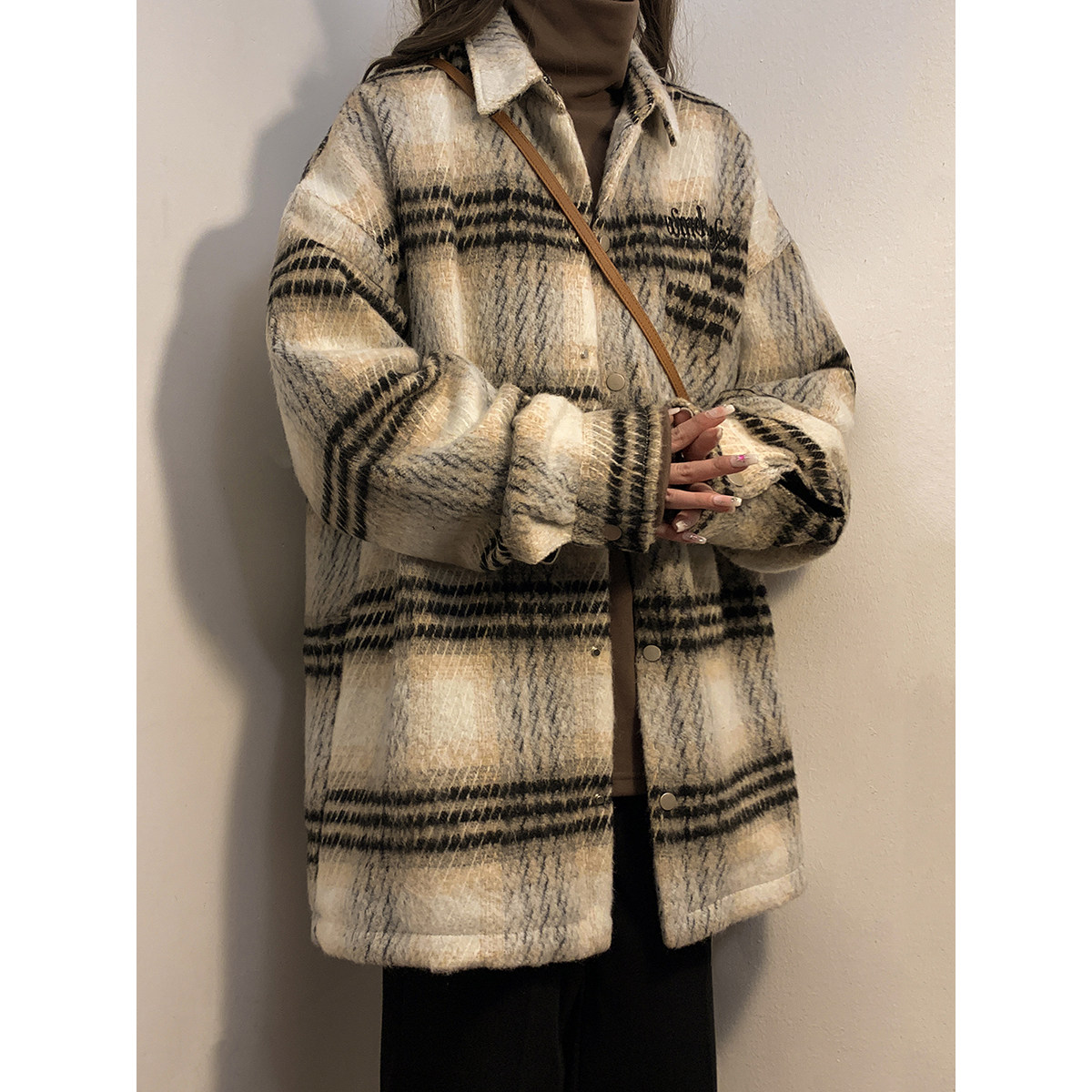 2023女模高品质刺绣毛呢夹克外套白色JK045-P95控138,男装夹克,电商B237