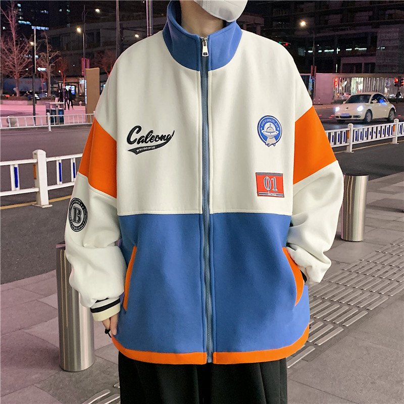 2024秋季新款男士撞色贴标刺绣外套港风蓝色JK017-P88控118元,男装夹克,电商B237