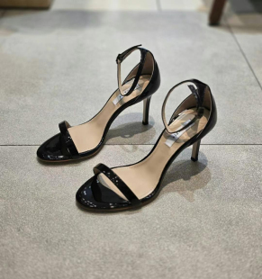 露趾后绊带一字扣带羊皮细跟高跟鞋 时尚 韩国东大门25年新款 特价