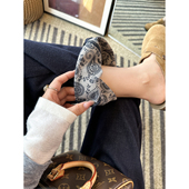 子 女2026春新高腰宽松弯刀裤 梨型必入 全条印花遮胯阔腿牛仔裤