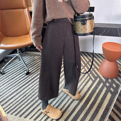 实穿主义！小个子八分毛呢休闲裤