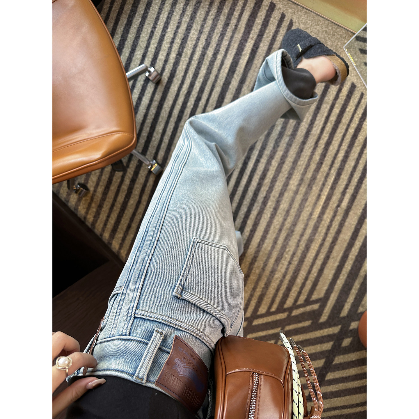 梨型遮胯神裤！~复古浅蓝色直筒牛仔裤女冬加绒高腰宽松阔腿长裤,女装/女士精品,牛仔裤,淘宝优惠券,粉丝福利购,淘宝优惠卷