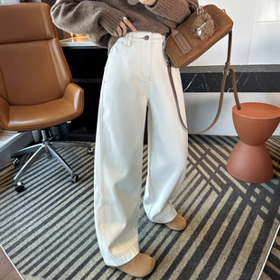 女加绒弯刀牛仔长裤 保暖宽松高腰休闲裤 女 梨型必入 遮肉神裤