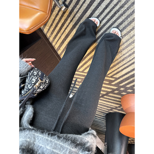 显瘦长裤 也太显瘦啦 保暖磨毛修身 女秋冬新款 子 高腰喇叭休闲裤