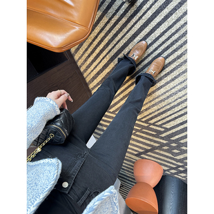 新高腰显瘦拖地马蹄裤 腿精裤 女2025秋季 开叉微喇叭牛仔裤 二代