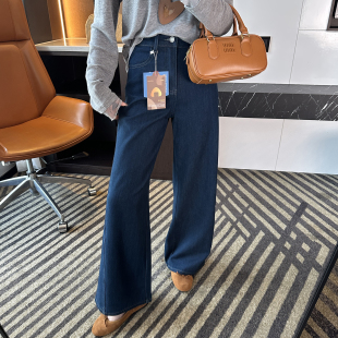 春慵懒宽松直筒牛仔裤 新一代裤 女2026新款 显瘦四面弹阔腿裤 王