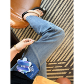 春高腰弹力醋酸牛仔裤 遮胯尖子生 女2026新款 阔腿裤 显瘦宽松窄版