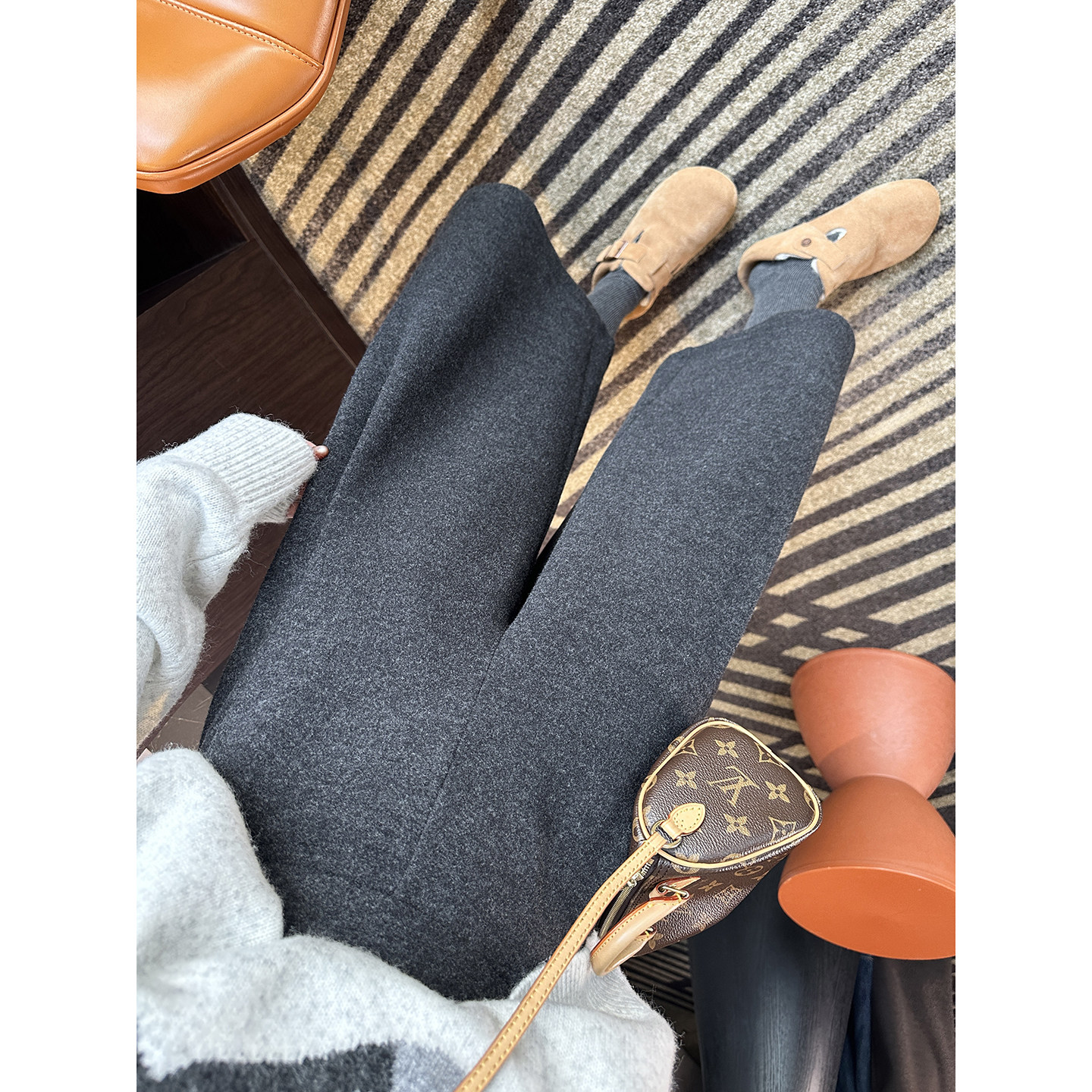 今年巨流行！~特舒绒羊毛八分休闲裤女冬小个子宽松慵懒百搭裤子