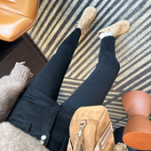 靴裤 新一代裤 女高腰修身 弹力显瘦九分铅笔裤 王 加绒小脚牛仔裤