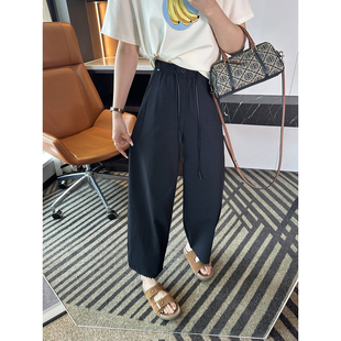 抽绳宽松百搭阔腿裤 女2026新款 子 九分花边休闲裤 懒人穿搭救星