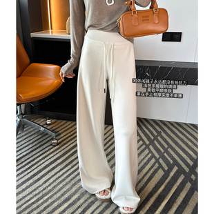 新款 不貼腿神褲 lu系高腰闊腿休閑褲 子女秋季 寬松百搭垂感衛褲