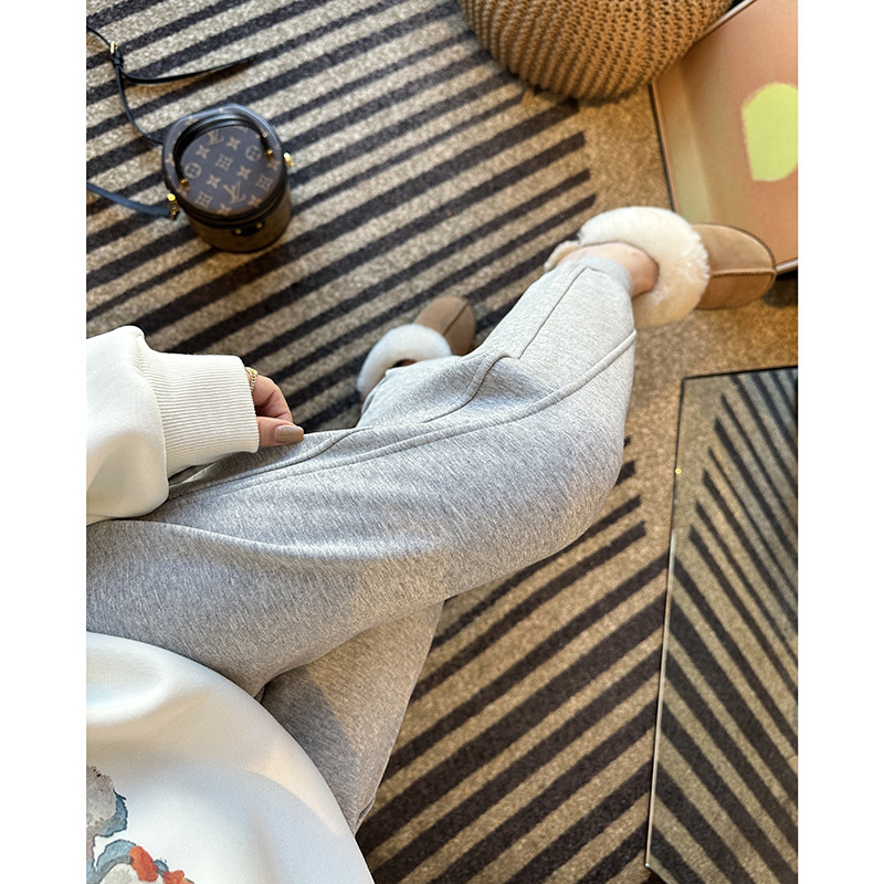 加了保暖绒！！2023秋冬新款加厚绒小个子束腿卫裤百搭休闲裤子女