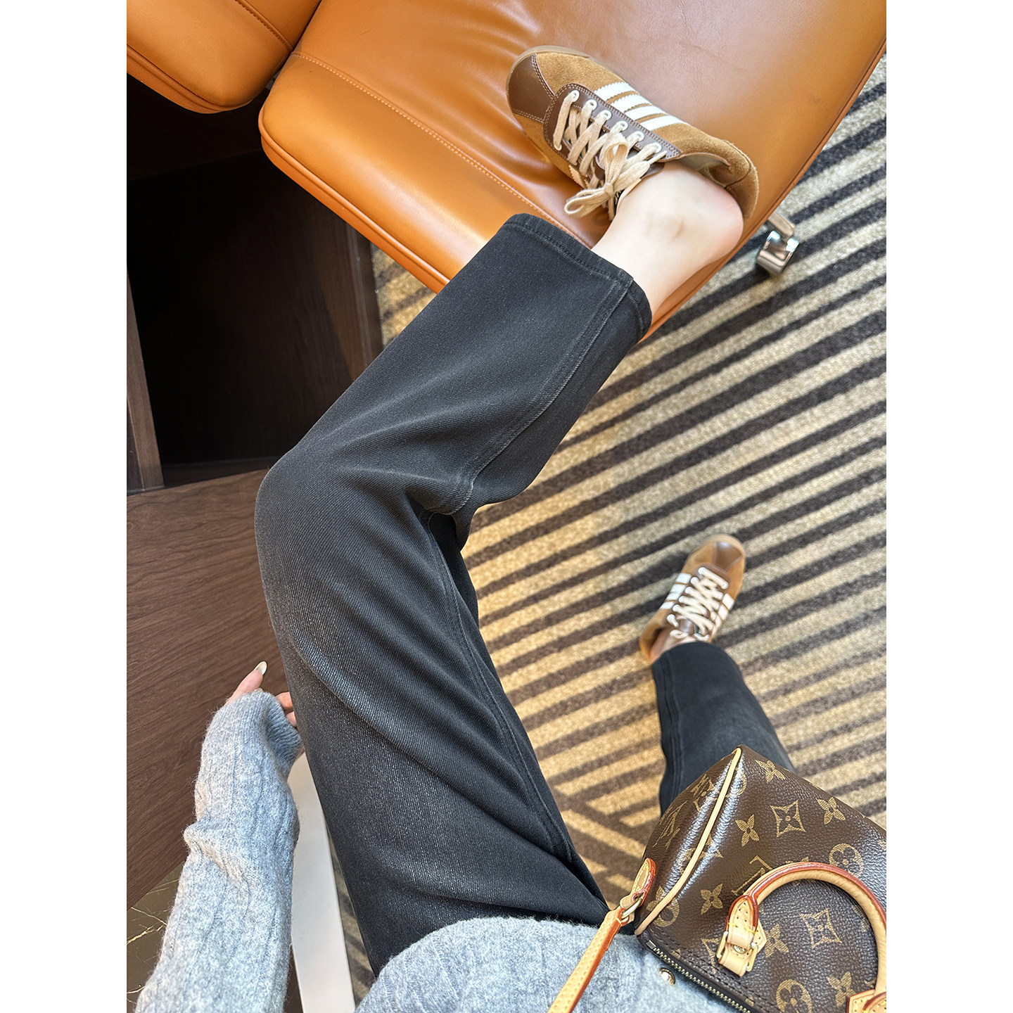 修腿神牛！黑灰色显瘦直筒牛仔裤女冬加绒刺绣小个子九分烟管裤子,女装/女士精品,牛仔裤,淘宝优惠券,粉丝福利购,淘宝优惠卷