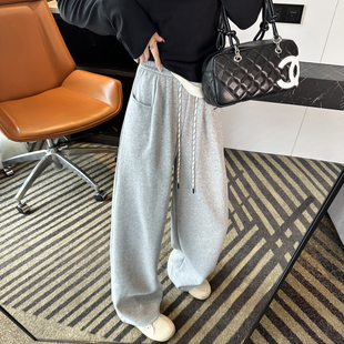 高腰宽松阔腿长裤 宝藏遛弯裤 新款 女春季 韩系慵懒风直筒休闲裤