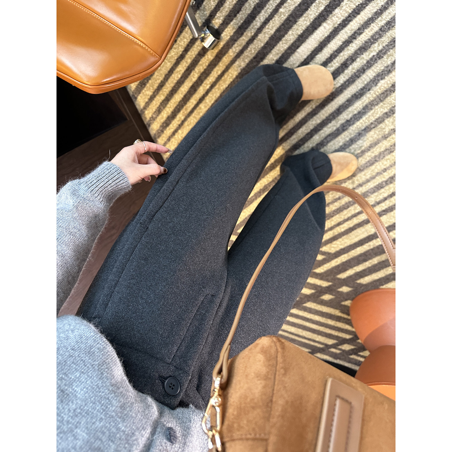 舒适度炸裂！~密密绒羊毛直筒休闲裤女秋冬新款垂感宽松阔腿长裤,女装/女士精品,休闲裤,淘宝优惠券,粉丝福利购,淘宝优惠卷