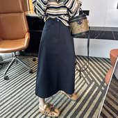 超态棉系列 后开叉百搭显瘦中长裙 抗皱高腰休闲半身裙女春新款