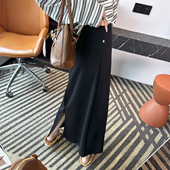 温柔到犯规 韩系后开叉高腰半身裙女2026春新款 高腰A字中长卫裙