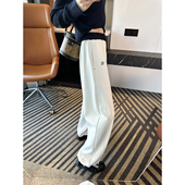 舒适一jue 新 加绒加厚两穿抽绳休闲卫裤 宽松阔腿弯刀裤 子女冬季