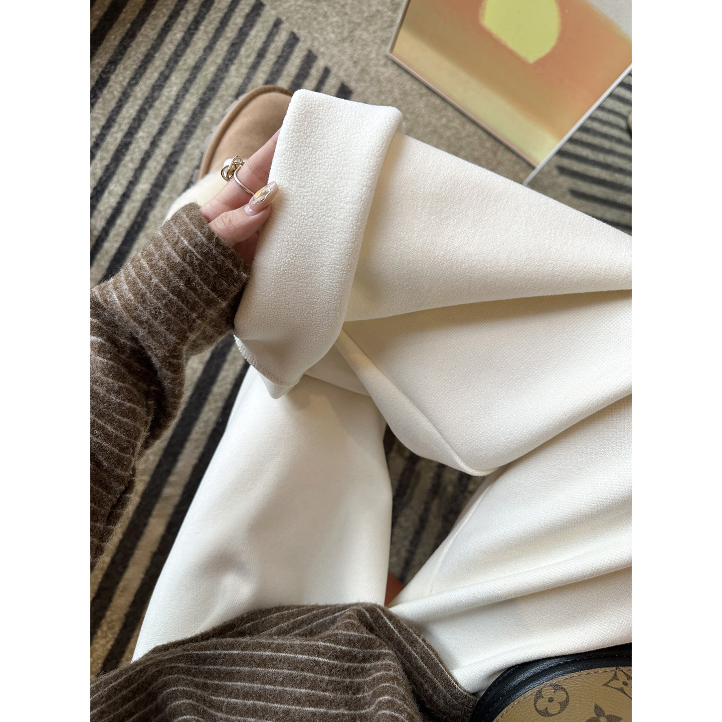 厚乳裤！冬季必入~加厚糯米绒阔腿休闲裤女秋冬慵懒宽松直筒长裤,女装/女士精品,休闲裤,淘宝优惠券,粉丝福利购,淘宝优惠卷