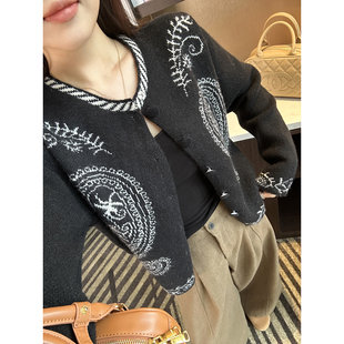 高级感气质百搭外套上衣 女2025新款 惊艳出圈 复古腰果花针织开衫