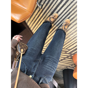 女秋冬小个子宽松九分哈伦裤 显瘦实力派 加厚复合绒老爹牛仔裤