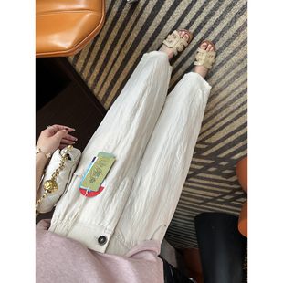 实力修腿！~天丝亚麻拼接九分弯刀休闲裤女2026新款春季宽松裤子