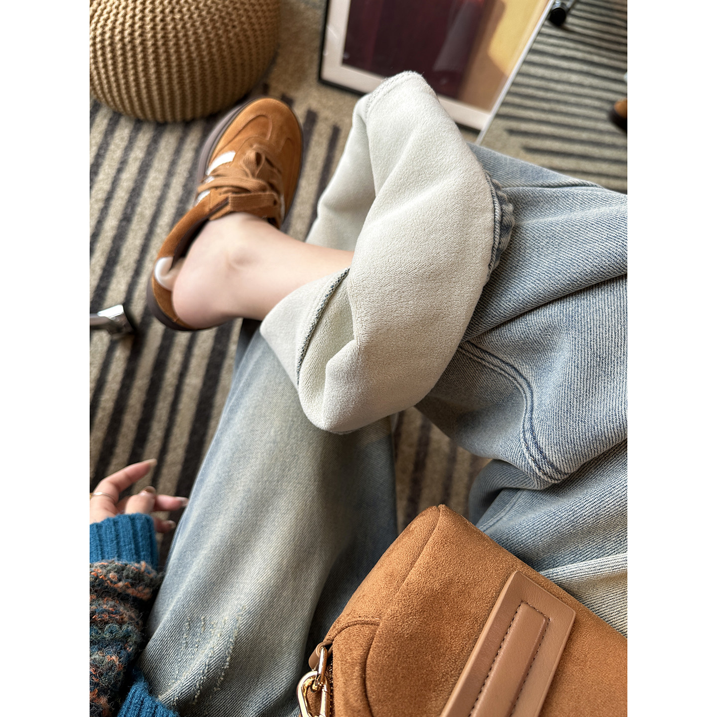 挖到宝了！~奥粒绒阔腿牛仔裤女秋冬新款加绒复古做旧宽松长裤子,女装/女士精品,牛仔裤,淘宝优惠券,粉丝福利购,淘宝优惠卷