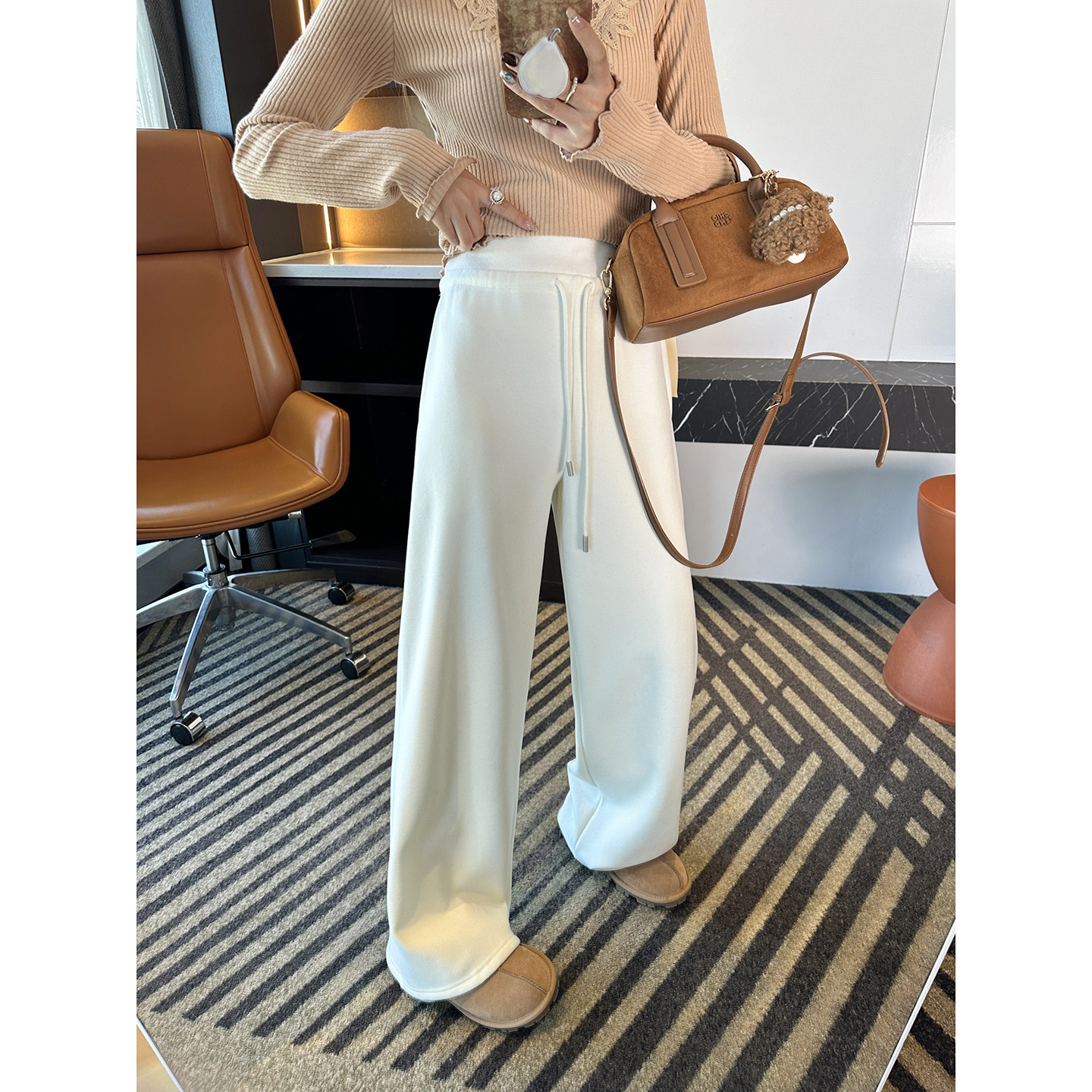 垂感超好！~加厚绒直筒休闲裤女