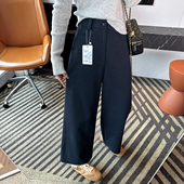 巨显直直腿 子 小个子九分直筒裤 天丝棉宽松阔腿休闲裤 女春新款