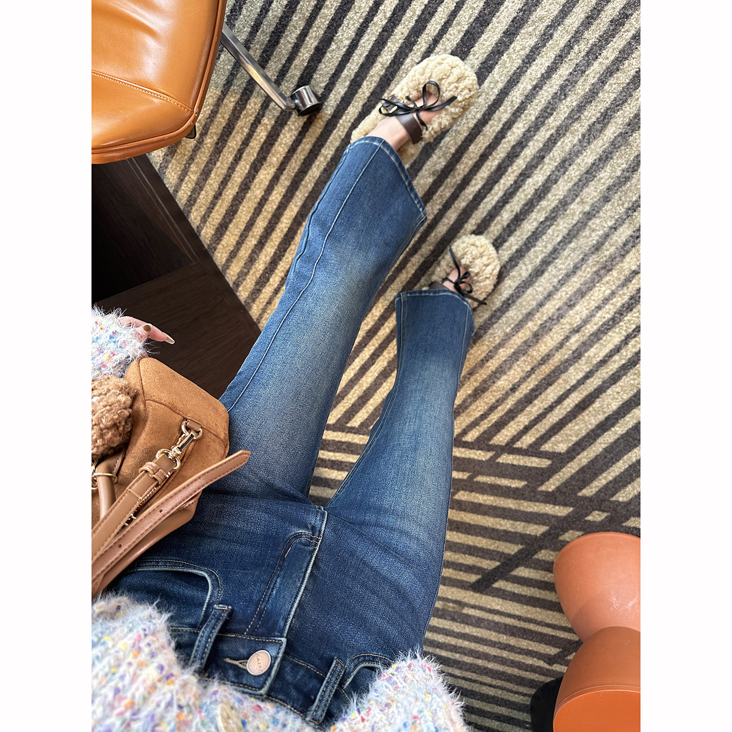 man分腿型！~显瘦鱼骨线微喇牛仔裤女秋冬新款保暖加绒九分喇叭裤,女装/女士精品,牛仔裤,淘宝优惠券,粉丝福利购,淘宝优惠卷