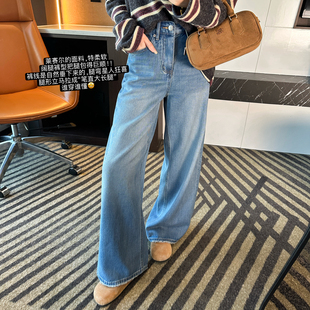 宽松慵懒垂感拖地裤 自带直腿特效 阔腿牛仔裤 新款 子女 莱赛尔春季