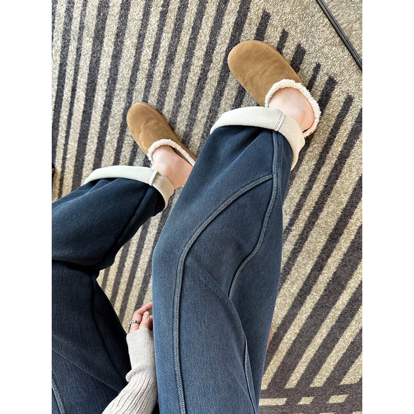 藏肉王者！~遮胯茧型香蕉牛仔裤女秋冬新款加绒高腰宽松阔腿长裤,女装/女士精品,牛仔裤,淘宝优惠券,粉丝福利购,淘宝优惠卷