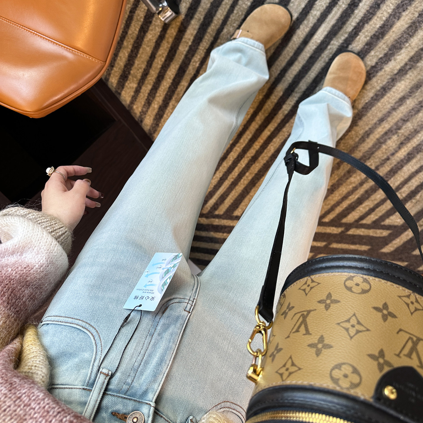 两个长度！~浅蓝色直筒牛仔裤女