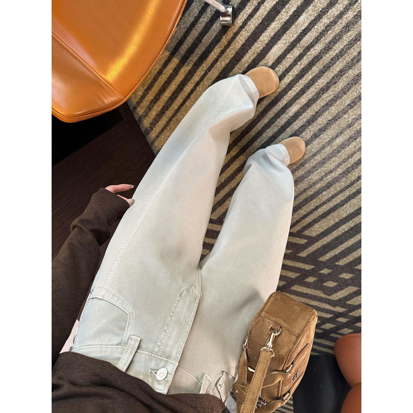 显瘦到离谱！~阔腿弯刀牛仔裤女春季新款卡其色宽松慵懒拖地裤子,女装/女士精品,牛仔裤,淘宝优惠券,粉丝福利购,淘宝优惠卷