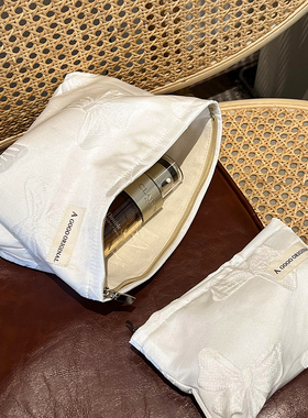 ins小众高级感化妆包纯色大容量便携内胆包蝴蝶结化妆品收纳袋