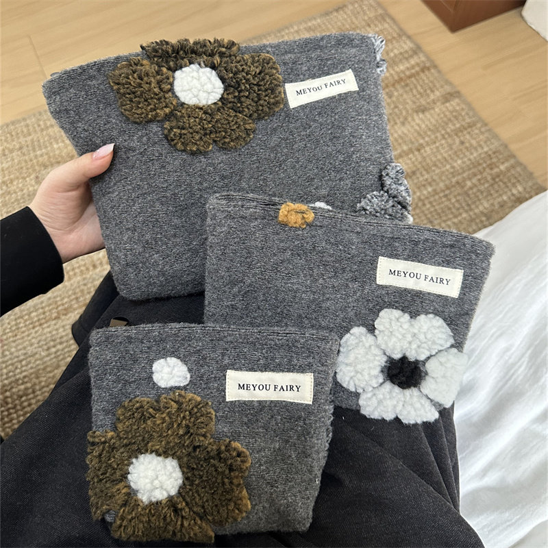 ins毛呢花化妆包便携护肤品收纳袋内胆包洗漱包补妆包数据包手拿,收纳整理,化妆包,淘宝优惠券,粉丝福利购,淘宝优惠卷