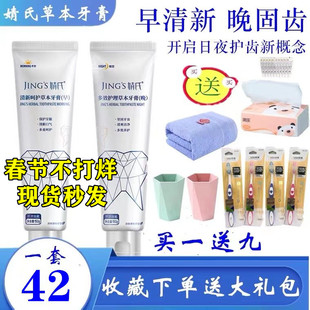 婧氏草本牙膏早晚2支装孕妇儿童可用清新呵护防牙龈口腔正品包邮