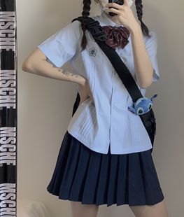 狗皮皮jk制服 小岚中短袖 日系校供感纯色衬衫