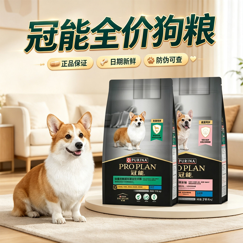 冠能狗粮成年期全价犬粮皮肤肠胃呵护金毛泰迪室内狗主粮2.5kg