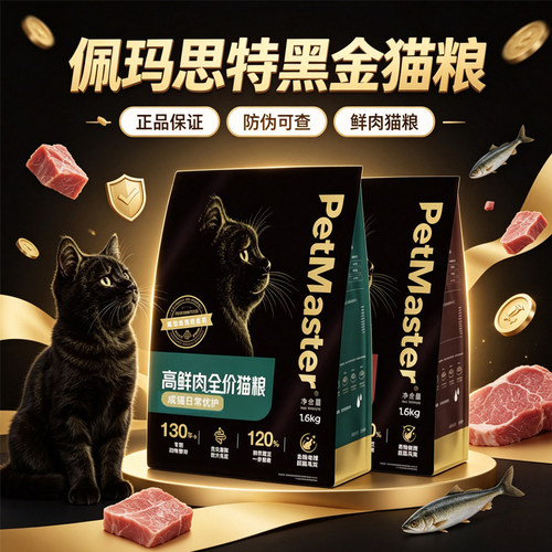 Petmaster佩玛思特黑金全价猫粮宠物鲜肉成猫幼猫泌尿肠道猫主粮
