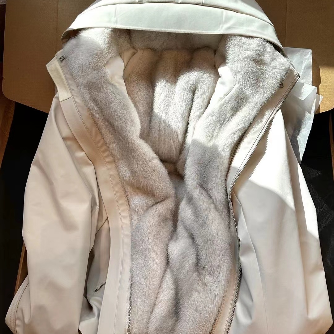 派克服女皮毛一体皮草厚毛毛外套